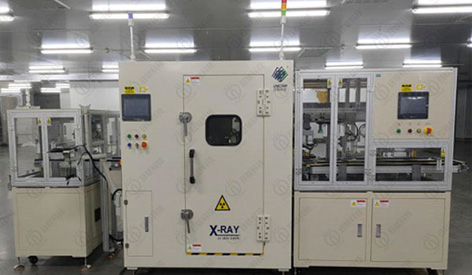 Usando radiografia de micro-foco para inspecionar o alinhamento do ânodo e cátodo para bateria de lítio de polímero